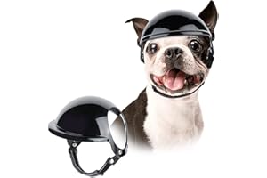 NAMSAN Haustierhelm Coole Motorrad Hundehelm aus Acrylnitril Butadien Styrol Kein Druck Auf das Ohr Einstellbar Hundehüte Kopfschutz Hundeschutzhelm für Radfahren Outdoor-Aktivitäten (Schwarz)