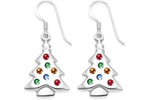 HEATHER NEEDHAM SILVER Heather Needham Sterling Silver Multi coloured Cubic Zirconia Christmas Tree Earrings SIZE: 23mm x 16mm plus wires sent in one of our gift boxes 04711.
