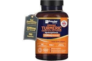PH PROWISE HEALTHCARE Curcuma bio 2280 mg (haute résistance) avec poivre noir et gingembre - 180 capsules de curcuma végétaliennes avec ingrédient actif curcumine I UK fabriqué par Prowise Healthcare