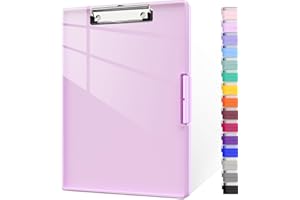 Piasoenc Portablocco con contenitore, 33.5 x 24 cm, con 2 custodie e cartellina A4, pannello superiore trasparente cancellabile a secco, con apertura laterale, per infermieri, Rosa intenso