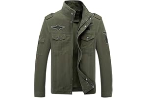 LAOZANA Homme Veste Automne Militaire Manteau Blousons Manches Longues Bombers Décontractée