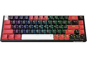 Redragon K631 Pro 65% bezprzewodowa klawiatura do gier RGB, 68 klawiszy, funkcja Hot-swap, kompaktowa klawiatura mechaniczna z funkcją Hot-swap, free-mod PCB i dedykowanymi przyciskami strzałek, cichy czerwony przełącznik liniowy