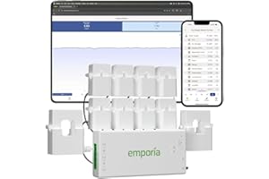 EMPORIA ENERGY Smart Home Energy Monitor with 8 50A Circuit Level Sensors | Vue - Real Time Electricity Monitor/Meter | Solar/Net Metering