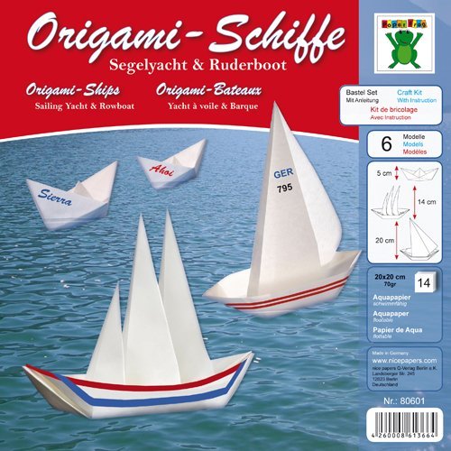 Origami Schiffe falten aus Aquapapier, 20x20
