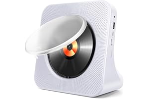 CD Player Portable with Bluetooth, HoneTeek CD Players for Home with Speaker, Personal CD Player with Remote, CD Music Player AUX&USB, Dust Cover & Timer, FM Radio Boombox, LED Screen (White)