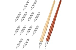 EUPHHONYCS 14-Piece Pen and Holder Set, Oblique Calligraphy Pen Set, Comic Pen Set, Calligraphy Pen Set, 2-in-1 Drawing Pen Holder with 12 Replacement Nibs for Writing, Painting, Signing