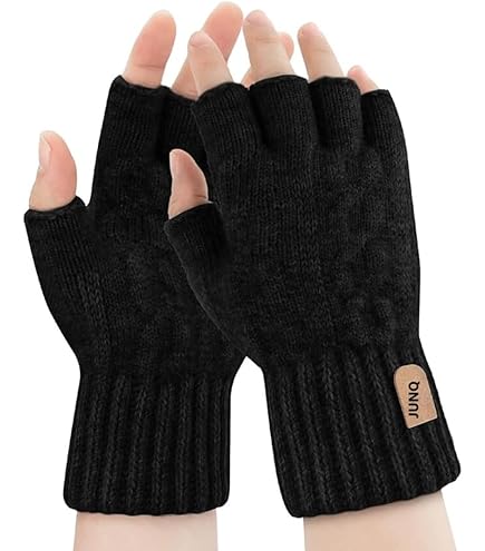 Zeki Winter Finger Cut Half Gloves Knitted Fingerless Mittens Warm