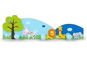 Mousehouse Gifts Ganci Appendiabiti a Parete Porta Triplo Gancio per Abiti da Muro per Bambini a Tema Safari per la cameretta o per la Stanza da Letto di Bambini e Bambine