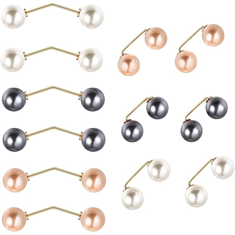 XiXiRan Parelbroche Mode, 12 stuks kunstkristal en parelbroches, dames broche naald, veiligheidsspeld broche clips, rechthoekig gebreid vest broche pin, broche set, Parel