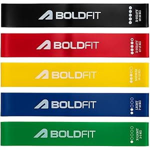 Boldfit Miniloop Resistance Band for Workout for Women with Serrations Grip Lines Mini Loop Hip Bands Toning Exercise Bands for Gym Booty Belt Latex Band Yoga Theraband for Fitness - Set of 5