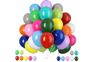DOMGOGE 100pcs Rainbow Balloons, 5 Inch Multicolour Balloons, Small Colorful Party Balloons Assorted, Mixed Colored Mini Latex Balloons for Kids Birthday Wedding Anniversary Engagement Baby Shower Decorations