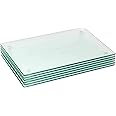 Harbour Housewares Glass Placemats - 30x20cm - Clear - Pack of 6 - Dining Table Place Mats Glass Plate Tabletop Protector for Kitchen Dinner, Worktops