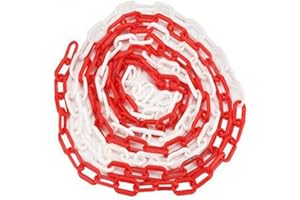 MACHSWON 12.5m x 10mm Plastic Chains Barrier Safety Plastic Chain Warning Post Road Cone Chain Isolation Chains for Transportation Facility,Decorative Garden Fence Red White