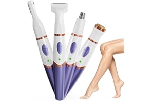 LRBSULE Damenrasierer Elektrisch 4-In-1, Intimrasierer für Frauen, Rasierer Damen Intimbereich, Gesichtshaarentferner Nasenhaartrimmer Frauen, Bikini Trimmer Damen für Intimbereich Achseln Beine, USB