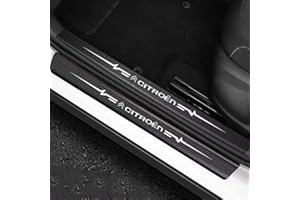 RIDGOEL 4 Piezas Citroen Pegatinas Protective de Umbral de Puerta de Coche para C-Elysee C4 C5 C6 C4L Berlingo C-Crosser Decoración para Estribos de Coche de Fibra de Carbono con Logotipo A
