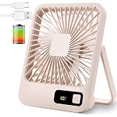 EITVLAGE K&uuml;&ccedil;&uuml;k Masa Fanı, Taşınabilir USB Şarj Edilebilir, 2000mAh Pil ve LCD Ekranlı Eğilebilir Katlanabilir Kişisel Mini Fa