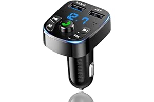 REDRAY Upgraded Bluetooth FM Transmitter for Car,FM Transmitter Wireless Radio Adapter Car Kit with Dual USB(5V/2.4A &1A) Universal Charger,Hands-Free Calling,MP3 Player,LED Screen,Support USB & Flash Drive.