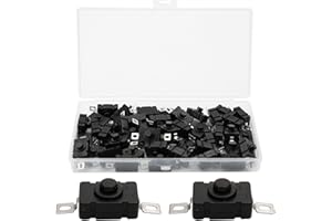 GALDOEP 45 Stücke Self-Lock Druckknopfschalter,Mini-Schalter mit Loch,druckknopfschalter KAN-28, für Taschenlampe Taschenlampe Lampe Wandsteckdose(Schwarz)