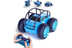 MaxTronic Direktladung Ferngesteuertes Auto mit LED Licht, Amphibien Wasserdichter RC Stunt Auto 360° Flips, 4WD 15KM/H Offroad 2.4G MonsterTruck Spielzeug Mädche Jungen für Kinder ab 3 Jahren