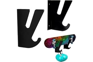 mongtsamz Soporte Pared Skateboard, Acrílico Soporte de Pared para Monopatín con Gancho de Almacenamiento Soporte Pared Skate Horizontales para Longboard Skateboard Snowboard, 2 Piezas, Negro