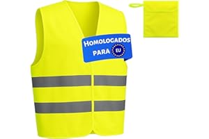 LiveLaif® - 1 Chaleco Reflectante Homologado + 1 Bolsa a Juego | TallaUnica, Unisex | Chaleco Coche Homologado DGT | Chaleco Running, Chaleco Trabajo, Chaleco Reflectante Moto (Amarillo)