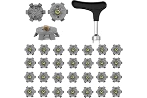 ZUHK 30 Pieces Golf Shoe Spikes Replacements+Golf Cleats Spanner,Stainless Steel Shoe Wrench Spike Replacement Aid fit for Golf Shoe Accessories (Silvery)