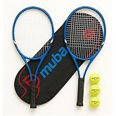 Muba 5li SET 27 İn&ccedil; Yetişkin Tenis Raketi Seti 2 Raket 2 &Ccedil;anta 3 Top L2 Grip 68 cm &Ccedil;ok Renkli Tek Ebat
