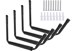 Lawei Set of 4 Garage Storage Hooks - Heavy Duty Kayak Hanger, Wall Mounted Utility Hanging Cradle Rack for Canoe Paddle Board, Surfboard, SnowBoard, Ski Board, Ladder, Folding Chairs, Bicycle