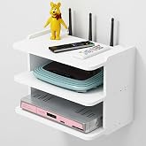 Microcase Duvara Monte 3 Raflı Modem Uydu Telefon Kumanda VB Eşya D&uuml;zenleyici Raf AL5348