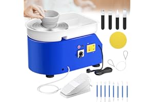 Potuem Pottery Wheel 350W, Electric Pottery Wheels 25cm Turntable, Pottery Forming Machine with Foot Pedal and Removable ABS Basin, Pottery Wheel for Adults Kids Beginners DIY Clay Art, Blue