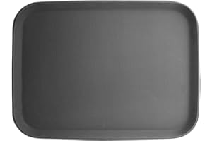 NISBETS Olympia Kristallon Polypropylene Plastic Non-Slip Tray - Rectangular - 510(W) x 380(D)mm / 20 x 15 inch, Black, Slip-Resistant Textured Surface, Fast Food Canteen Tray, Stackable, C560