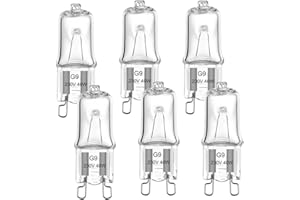 VINBE 40W G9 Halogen Light Bulb Two Prong Looped Pins for Cabinet Lights, Landscape Lights, Desk and Floor Lamps, Wall Sconces, Dimmable, 230V, Warm White(2700k, 6pcs)