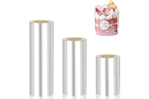 AOMiGT Acetato Transparente, Lámina para Bordes de Tartas, 3 Rollos 6/8/10cm Collares para Pasteles, Acetato Transparente Pastel para la decoración de Tartas de Mousse Anillos de Postre