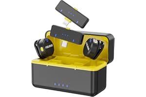 FULAIM Wireless Lavalier Microphone with Noise Cancelling for iPhone/Android/PC, Wireless Microphone with 32H Charging Case, USB C Clip on Lapel Mic for Video Recording Podcast Vlogging YouTube