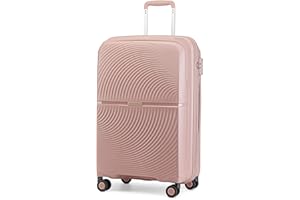 British Traveller 28" Large Suitcase Lightweight Polypropylene Hard Shell Luggage Durable Check in Hold Suitcase with TSA Lock and 4 Spinner Wheels(Nude, 76cm)