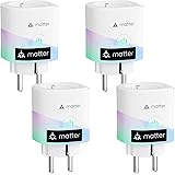 Meross Matter Presa Smart con Monitoraggio Energia e Misure Produzione di Pannelli Solari Fotovoltaici, Presa Smart WiFi Comp