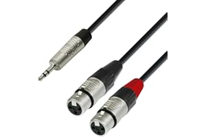 Adam Hall Cables 4 STAR YWFF 0180 - Câble Audio REAN Mini-Jack 3,5 mm stéréo vers 2 x XLR femelle 1,8 m