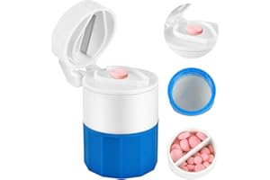 Fefod Taglia Pillole 4 in 1, Frantuma Trita Porta Pillola Portatile, Trita Pastiglie con Porta Pillole, Facile da Trasportare, Tagliare e Conservare Medicine, per Viaggi e Uso Quotidiano