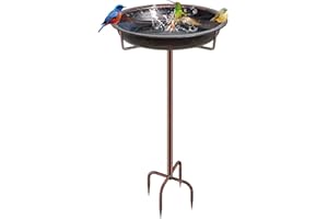 KHayRovies Vogeltränke Stehend, Vogelbad für Draußen Garten, Metall Vogelbecken Schüssel Wildvogeltränken Wassertränke, Wasserschale Frostsicher Vogelfutterspender für Vögel, 92x27cm (Retro Kupfer)