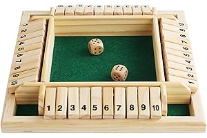 ZHITENG Shut The Box Spiel, Klappbrett Spiel Würfelspiel aus Holz 2-4 Spieler Familie Holzbrett Tisch Klassisches Holz Brettspiel mit 8 Würfe Mathematik Lernspielzeug, für Party Kneipe (Grün)