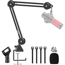 Support Microphone à Bras HAUEA - Amortisseur Et Pince Inclus - Compatible Blue Yeti - Pour Streaming