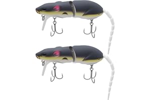 eMagTech 2pcs Se?uelos de Nataci¨®n para Rata Y Rat¨®n 15 G 15,5 Cm con Articulaci¨®n de Superficie para La Pesca de Lucios Y Peces Depredadores