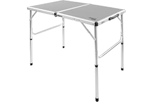 AKTIVE Mesa Plegable Camping portátil Antideslizante de Aluminio y Madera MDF, con asa para fácil Transporte, Mesa Alta, Mesa Picnic, Medidas 90x60x40/70cm, Accesorios de Camping (63019)