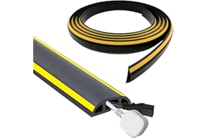 SQLJYU 400 cm PVC Morbido Canalina Passacavi Adesiva Calpestabile Pavimento, Canaletta per Cavi Coprifili Elettrici Nera e Gialla, Facile da Tagliare, per Ufficio, Officina, Magazzino, Concerto, ecc.