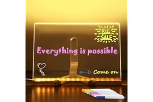 QIXIANG LED Note Board,Light Up Acrylic Board with 7 Colors Pen, Magic Led Note Board with Colours with Light,Advertising Board Writing Board (30x20cm/11.81x7.87in)