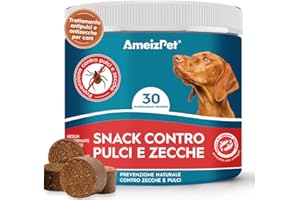 AmeizPet Pastiglie Per Cani Antipulci E Zecche, Antipulci Per Cane, Compresse Masticabili Contro Le Pulci, Cuccioli E Cani Adulti, Enzimi Digestivi, 30 Dolcetti, 67.5g (2.3 Oz)