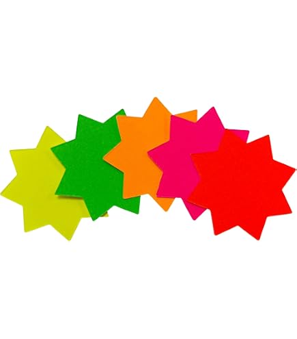 60x Colori Assortiti Neon Stelle Display Tag Flash Prezzi Negozio