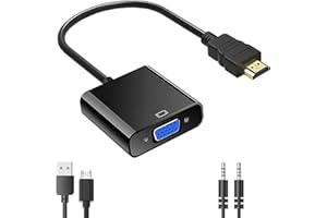 HYTTER Adaptateur HDMI vers VGA Convertisseur vidéo 1080P mâle vers Femelle avec Port Audio 3,5 mm et Port miniUSB vers USB pour PC, Ordinateur Portable, DVD, Moniteur, projecteur, TVHD, Chromebook