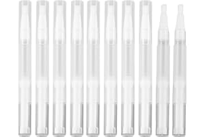 CIJIAINIENG 10 Pcs Transparent Twist Pens, 3ml Nail Oil Pen with Brush Tip, Empty Cuticle Oil Pen Cosmetic Container Applicators for Lip gloss, Nail Polish, Eyelash Growth Liquid, Empty Nail Oil Pen
