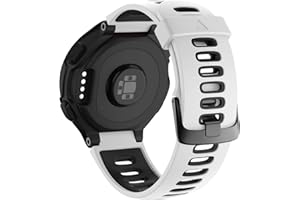 SumRioo Bracelet pour Garmin Forerunner 235/Forerunner 230/Forerunner 220, Sangle Bande de Remplacement en Silicone Souple pour Garmin Forerunner 620/Forerunner 630/Forerunner 735XT - Blanc/Noir